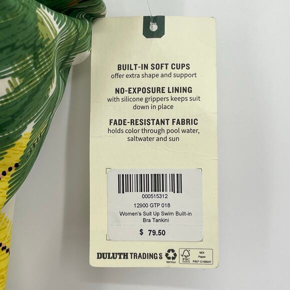 NEW Duluth Trading Swimsuit Tankini Tank Top Bra Toucan Tropical Print Size 18 - Picture 7 of 9